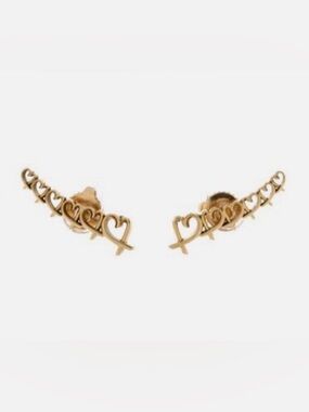 Tiffany Gold Heart Climber Earrings
